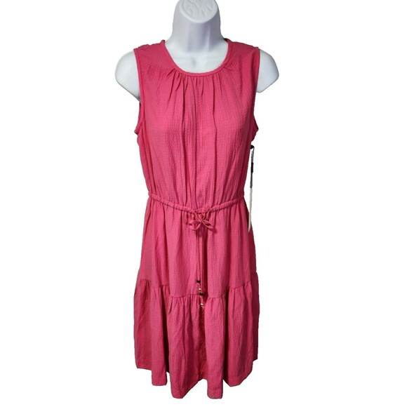 Calvin Klein Women’s Pink Crinkled Sleeveless Dress Size 4, Drawstring, NWT - Picture 1 of 6